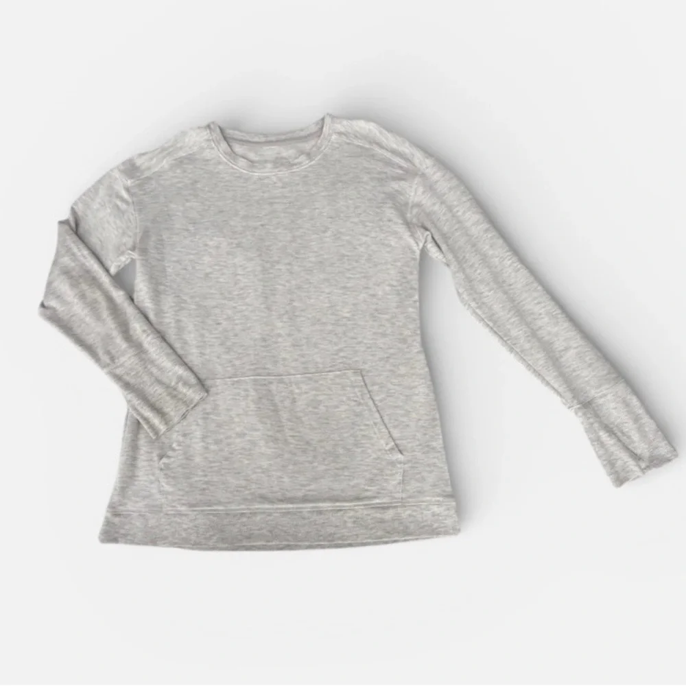 All in motion girls XL Gray Long Sleeve Top Thumbholes Pocket - Picture 6 of 11